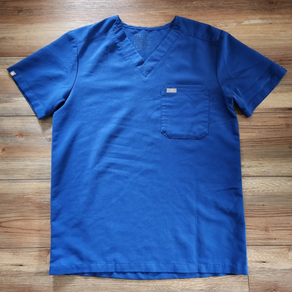 Figs Scrub Top Mens S Blue Short Sleeve V-Neck Technical Collection